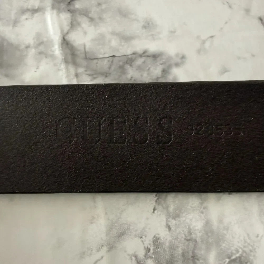 Guess Genuine Mens Leather Concho Belt Western Faux Turquoise Buckle Boho XL NWT